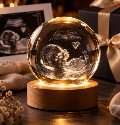 Personalized Ultrasound Crystal Ball with LED Light Base