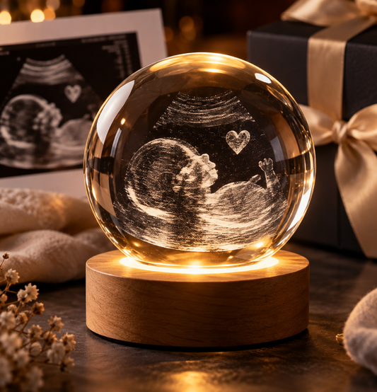 Personalized Ultrasound Crystal Ball with LED Light Base