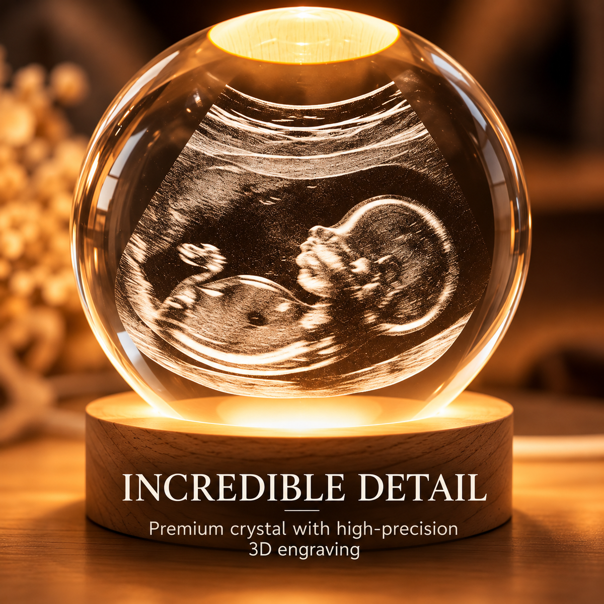 Personalized Ultrasound Crystal Ball with LED Light Base