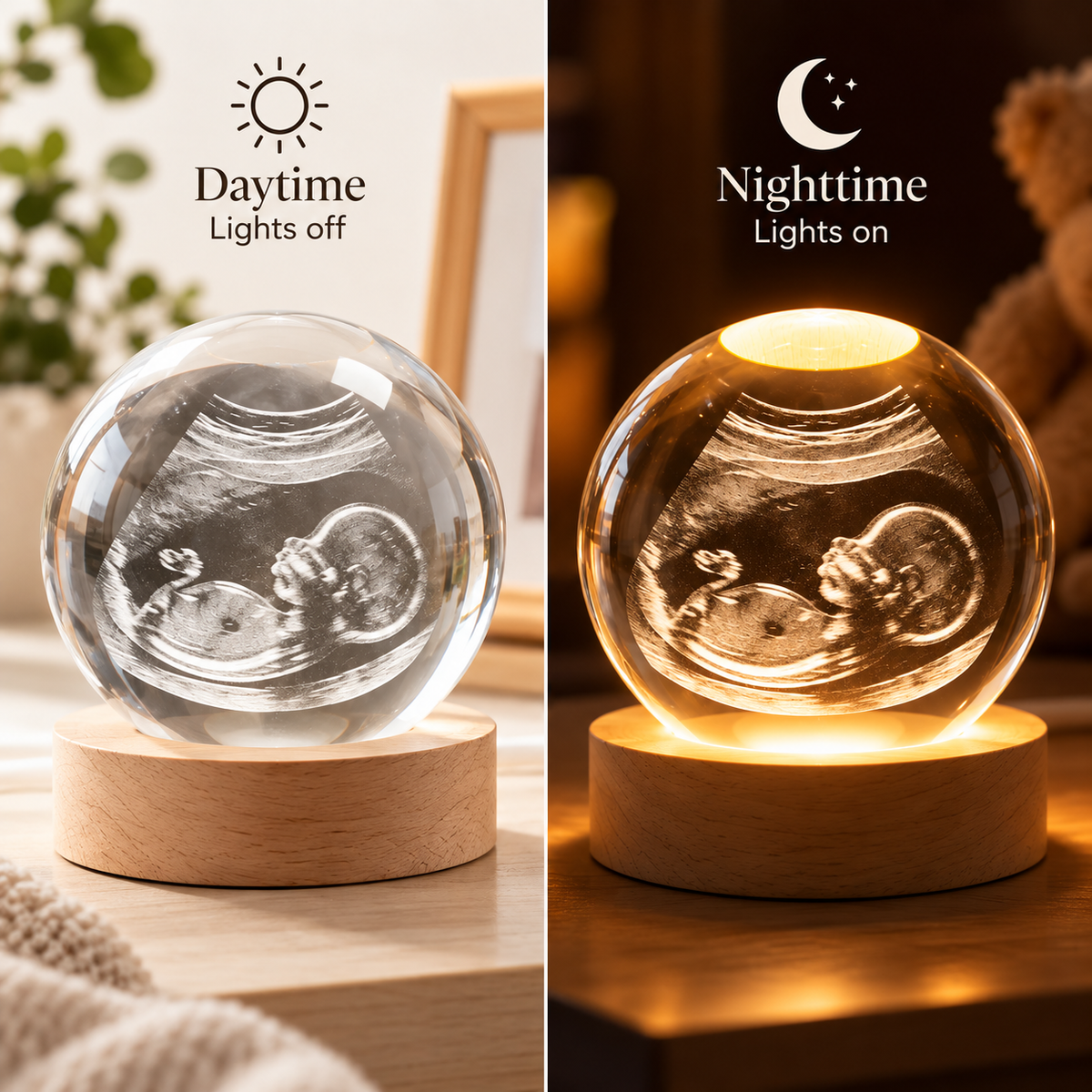 Personalized Ultrasound Crystal Ball with LED Light Base