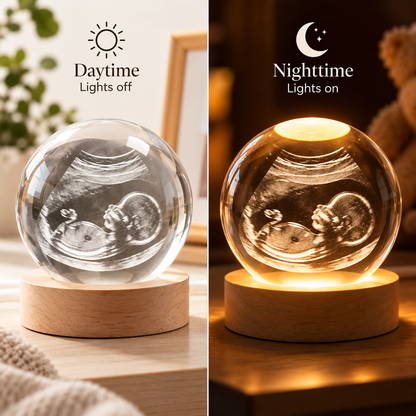 Personalized Ultrasound Crystal Ball with LED Light Base