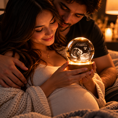 Personalized Ultrasound Crystal Ball with LED Light Base