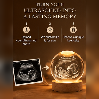Personalized Ultrasound Crystal Ball with LED Light Base
